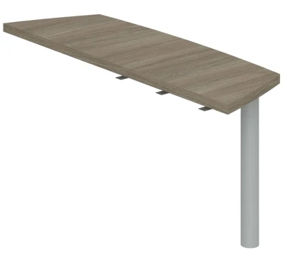  Приставка боковая большая 500х1613х750 на опорную тумбу / WN.103.OD.OD /  цвет: дуб темный, опора табулярная серебрянный металлик, подставка ЛДСП для опорной тумбы