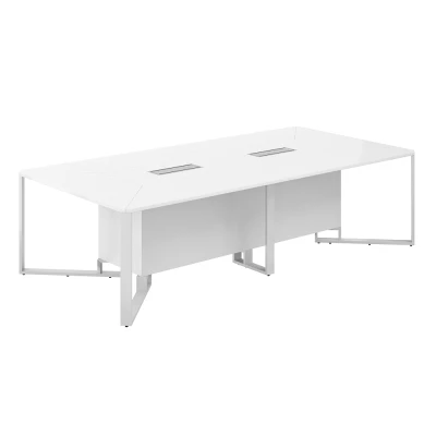 Стол для переговоров Spider на 6 человек 2400х1200х750 / столешница белая, подстолье белое, металлокаркас белый, лючок серый