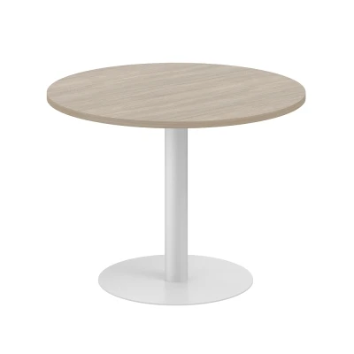 Стол переговорный круглый D1000х750/ SG.279.OD.GR/ цвет: дуб темный , опора серебрянный металлик