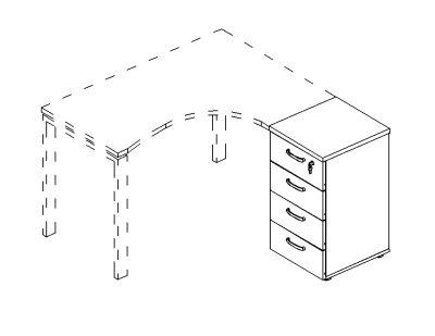Тумба приставная 4-х ящичная с замком белый премиум / дуб скандинавский A4, размер: 420x450x750